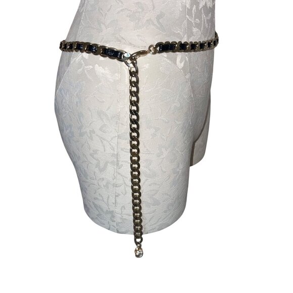 Vintage Womens Waist Belt One Size Leather Gold Chain Casual main image 14